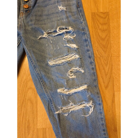 We The Free Jeans Womens 26 Blue Denim High Rise Button Fly Distressed Raw Hem - Picture 4 of 12